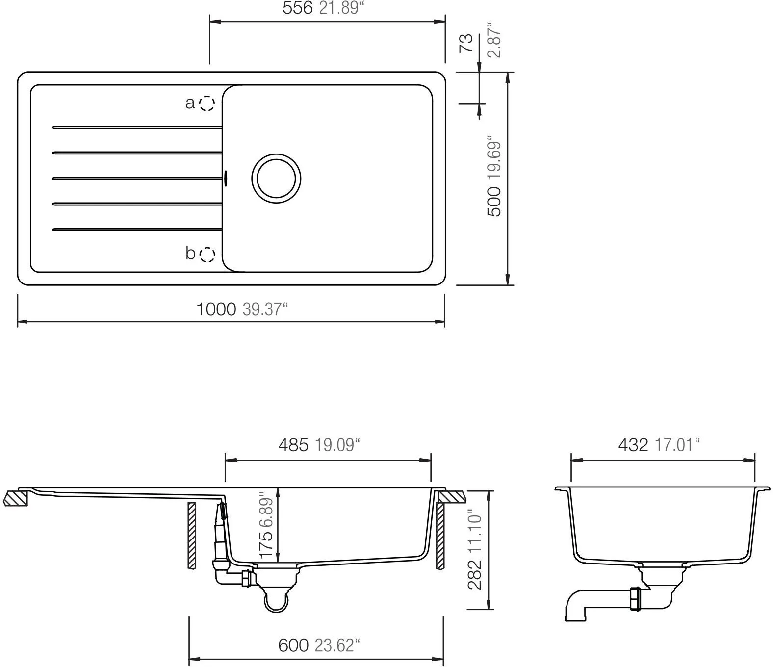 Obrázek Dřez Toledo D-100L Puro (horní uložení)