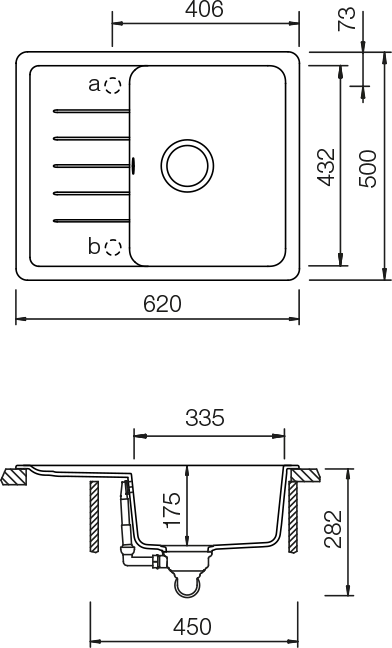 Schéma dřezu TOLEDO D-100XS