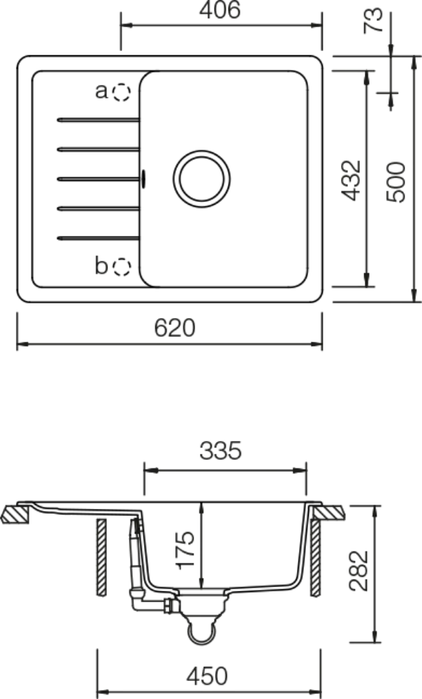 Schéma dřezu TOLEDO D-100XS