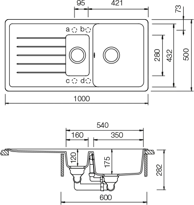 Schéma dřezu TOLEDO D-150