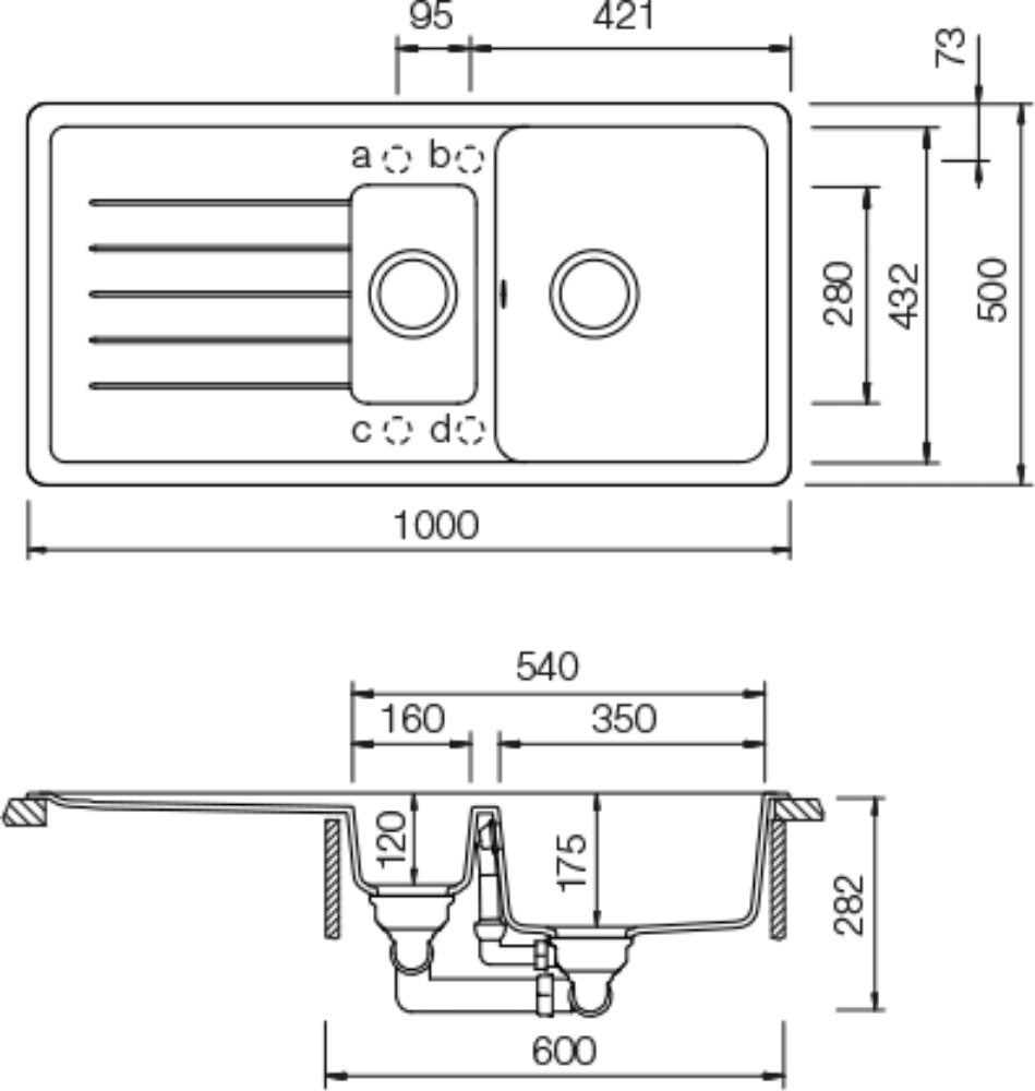 Schéma dřezu TOLEDO D-150