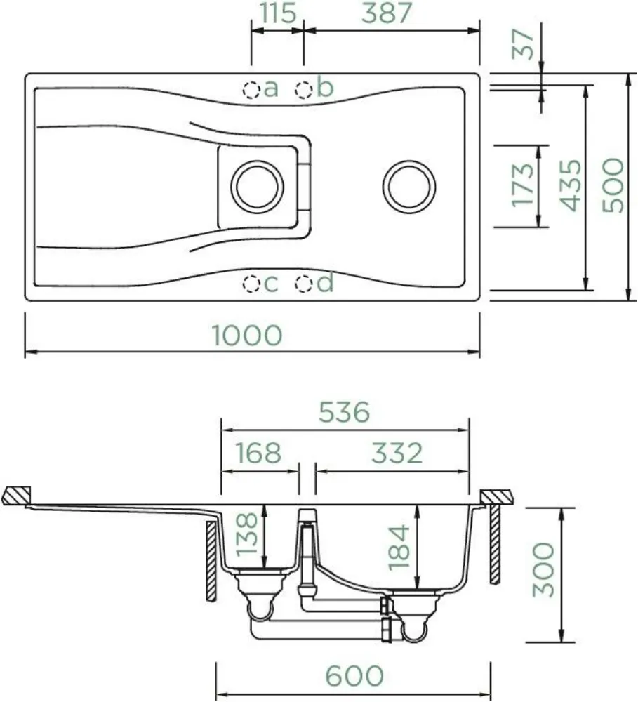 Obrázek Dřez Waterfall D-150 Berry spodní uložení