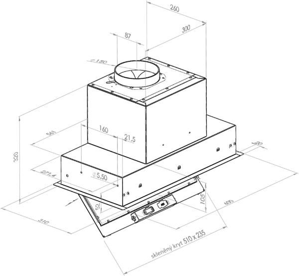 Obrázek Odsavač vestavný do skříňky SU Mini 60 Black (CDZ6001C)