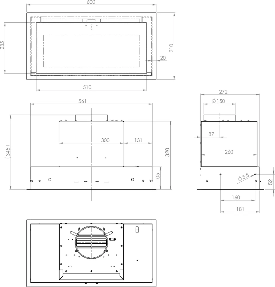 Obrázek Odsavač vestavný do skříňky SU Mini 60 White (CDZ6001B)