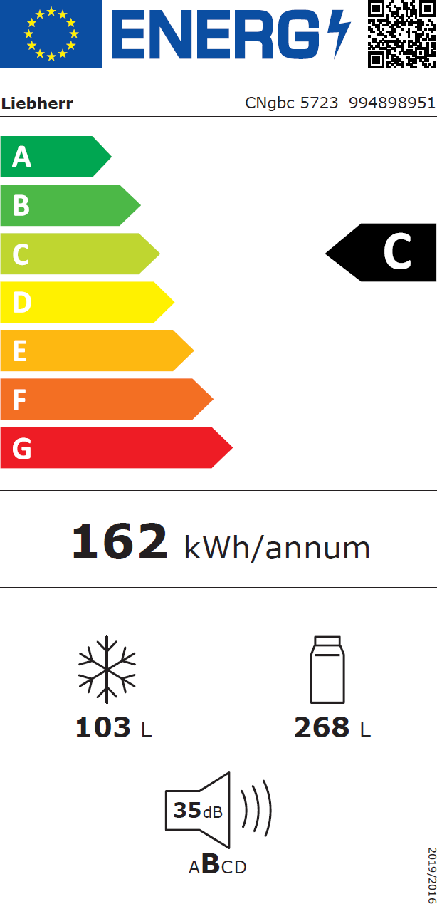 Obrázek CHLADNIČKA KOMBINOVANÁ CNgbc 5723