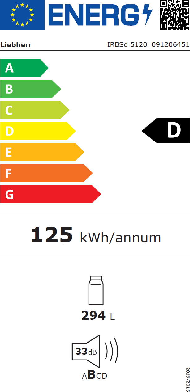 Obrázek VESTAVNÁ CHLADNIČKA IRBSd 5120