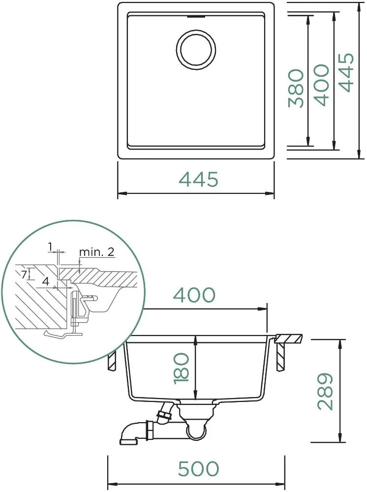 Obrázek Dřez KIRUNA N-100 Day Uložení do roviny