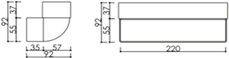 Obrázek Svislé koleno, kanál plochý slim 220x55 mm, 90°, bílé KVS7544