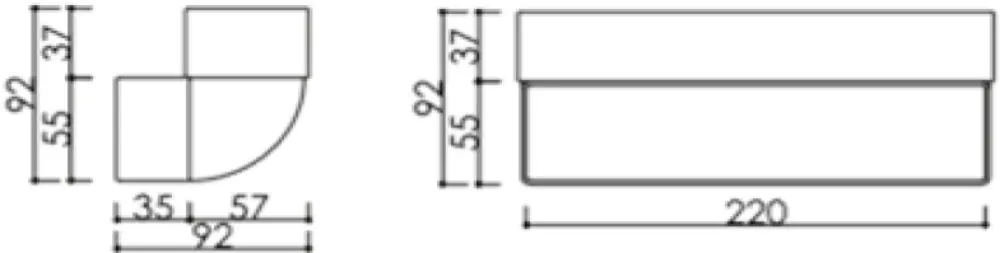 Obrázek Svislé koleno, kanál plochý slim 220x55 mm, 90°, bílé KVS7544