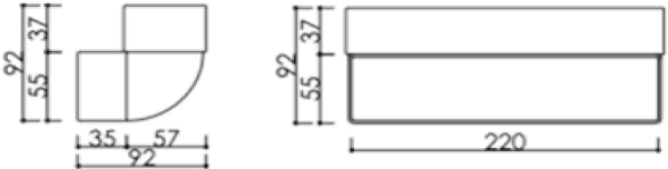 Obrázek Svislé koleno, kanál plochý slim 220x55 mm, 90°, bílé KVS7544