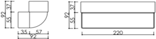 Obrázek Svislé koleno, kanál plochý slim 220x55 mm, 90°, bílé KVS7544