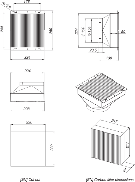 Obrázek Filtrační box - držák s uhlíkovým filtrem Long Life FW217 UFW50