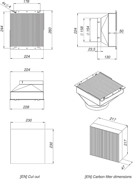 Obrázek Filtrační box - držák s uhlíkovým filtrem Long Life FW217 UFW50