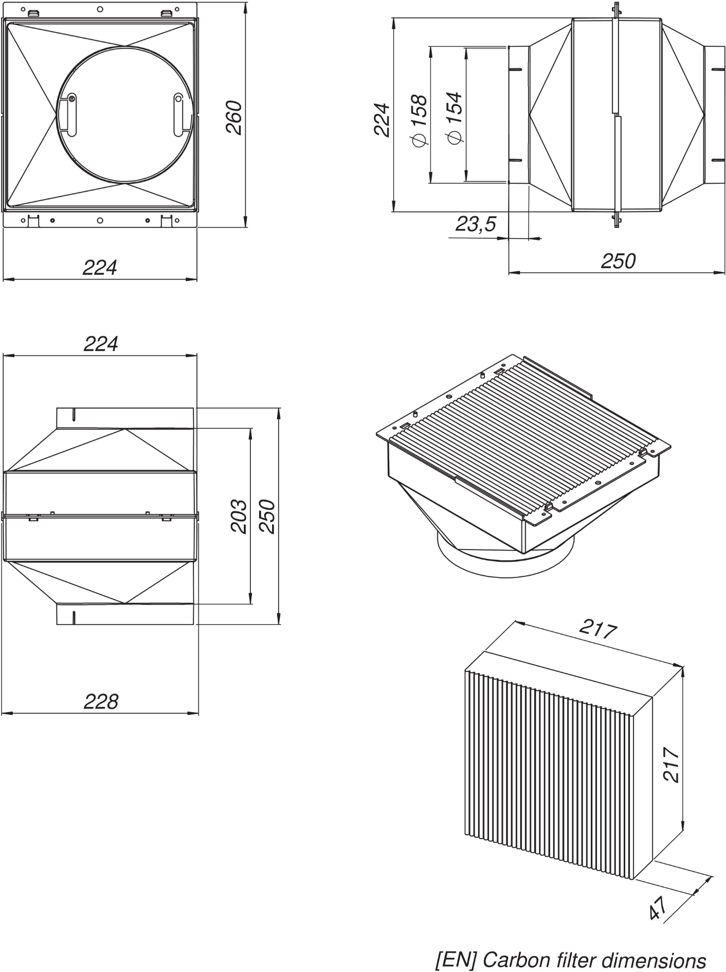 Obrázek Filtrační box 2ks - držák s uhlíkovým filtrem Long Life FW217 UFW100