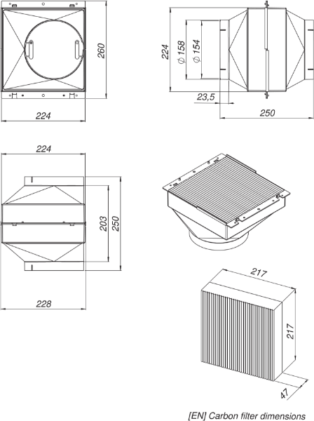 Obrázek Filtrační box 2ks - držák s uhlíkovým filtrem Long Life FW217 UFW100