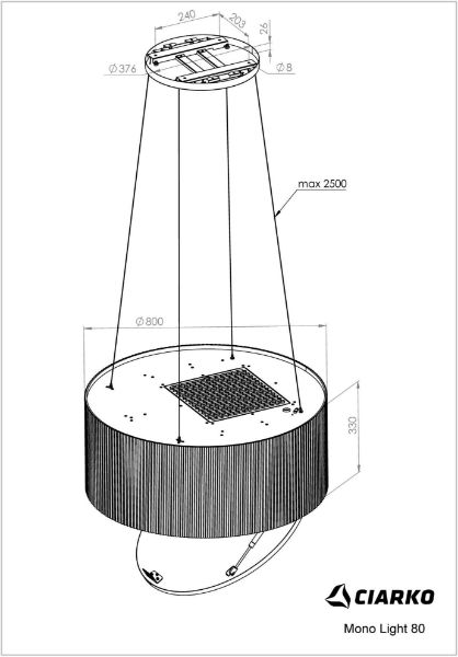 Obrázek ODSAVAČ OSTRŮVKOVÝ MONO LIGHT 80 ECRU CDW8001E