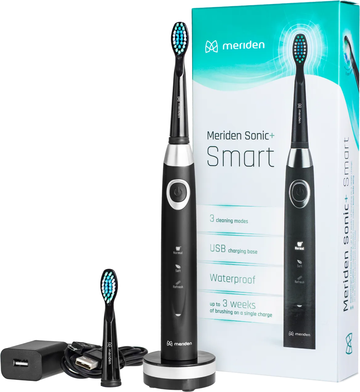 Obrázek Elektrický zubní kartáček Meriden Sonic+ Smart Black (MS349B)