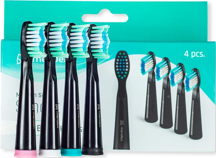 Obrázek Náhradní hlavice ke kartáčkům Meriden Sonic+ Smart Black (MS349B) 4ks