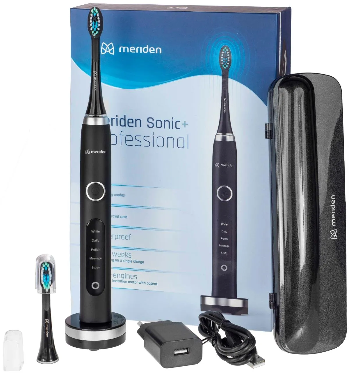 Obrázek Elektrický zubní kartáček Meriden Sonic+ Professional Black (MS589B)