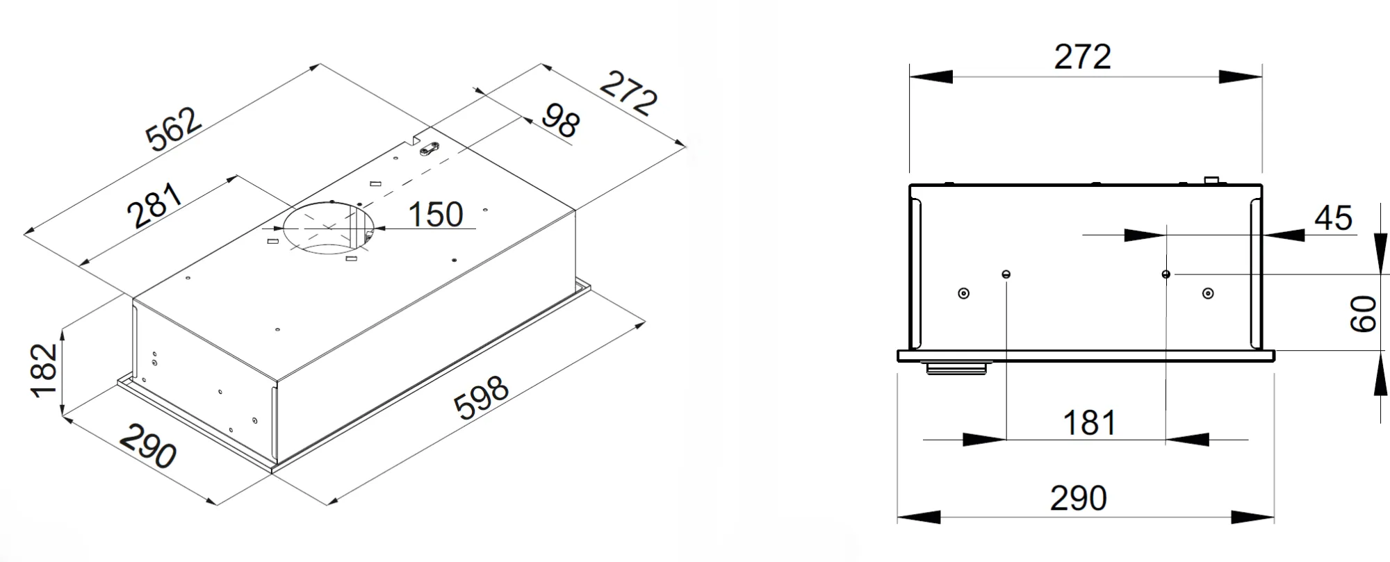 Obrázek Odsavač plně vestavný KOV6620BLG