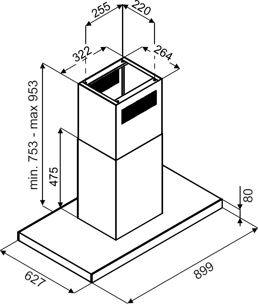 Obrázek Odsavač ostrůvkový KOI9500BL