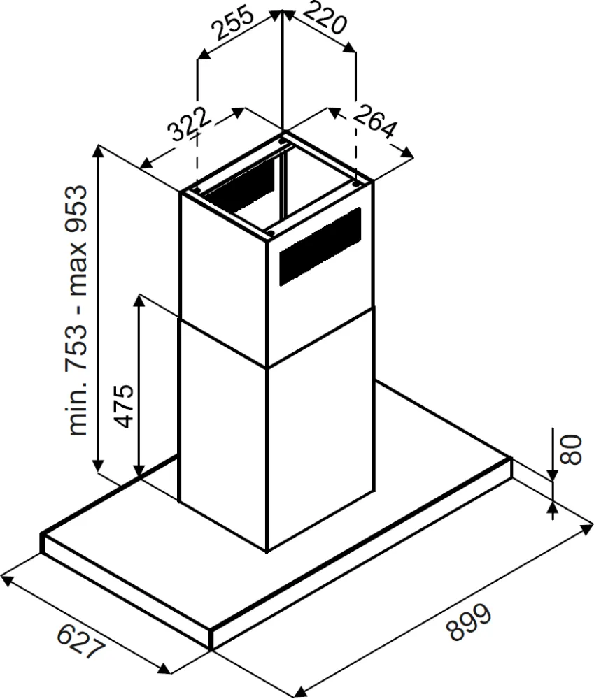 Obrázek Odsavač ostrůvkový KOI9500BL