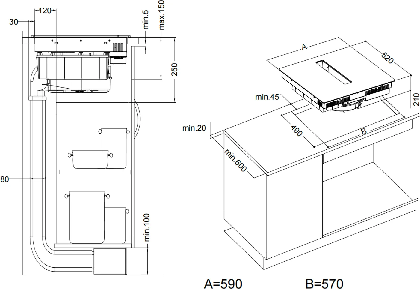 Obrázek Deska indukční s integrovaným odsavačem KHI6000B