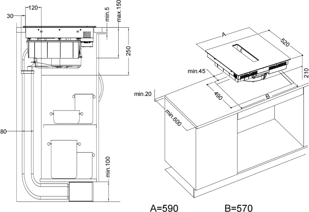 Obrázek Deska indukční s integrovaným odsavačem KHI6000B