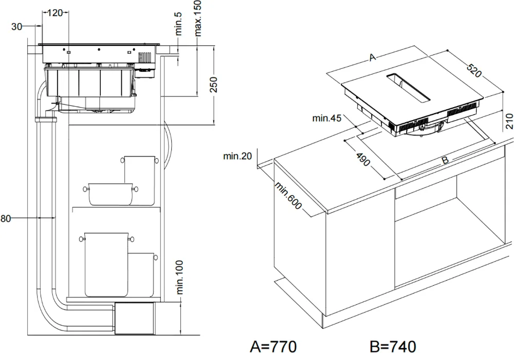 Obrázek Deska indukční s integrovaným odsavačem KHI8000B