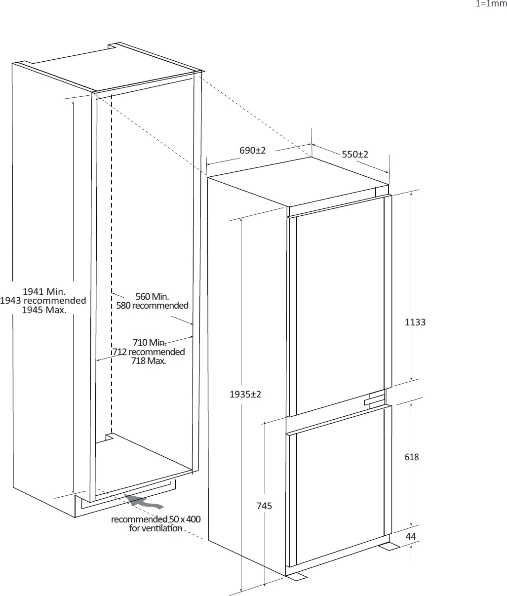 Obrázek Chladnička vestavná KCN2382J
