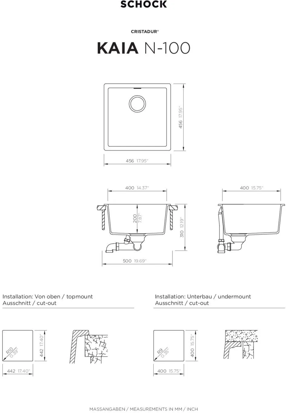 Obrázek Dřez KAIA N-100 Bronze spodní uložení