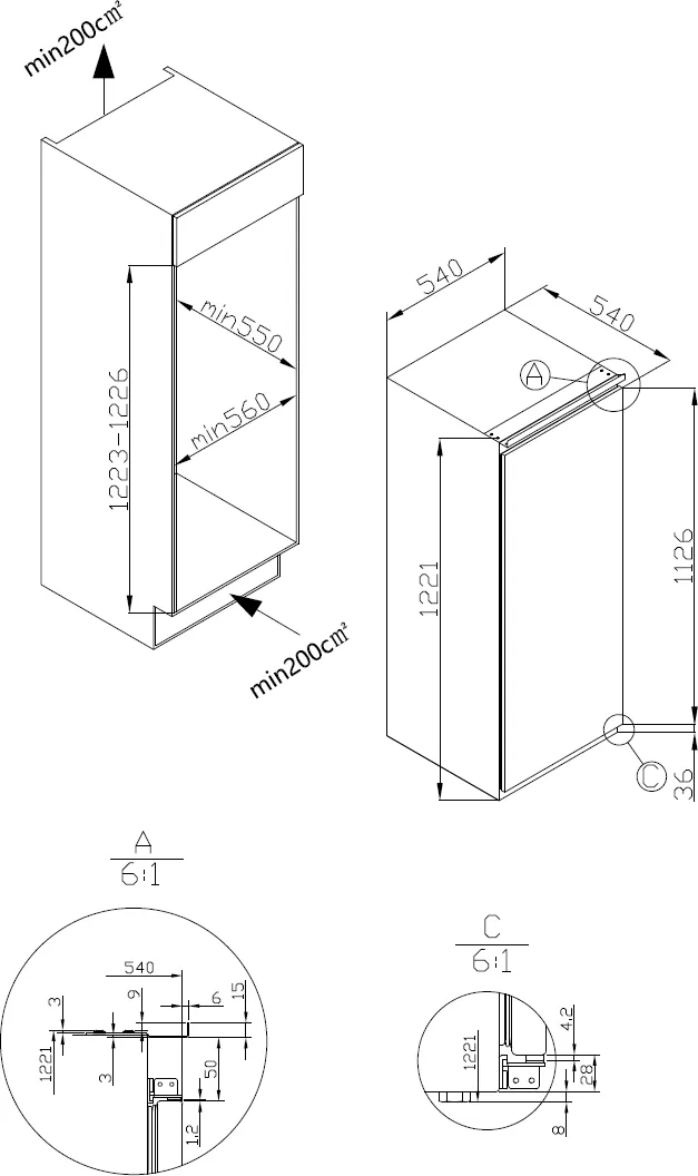 Obrázek Chladnička vestavná KC2179J