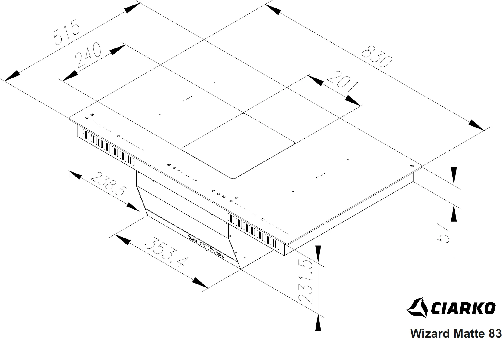Obrázek Deska indukční s integrovaným odsavačem CDB8303M WizardMatte 83