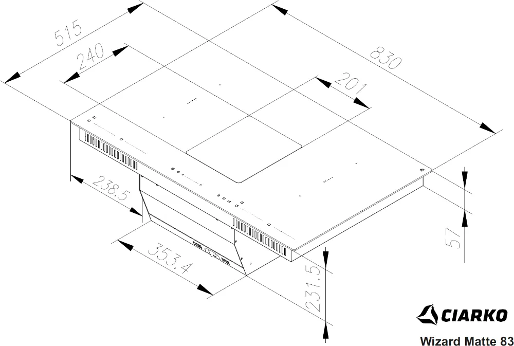 Obrázek Deska indukční s integrovaným odsavačem CDB8303M WizardMatte 83